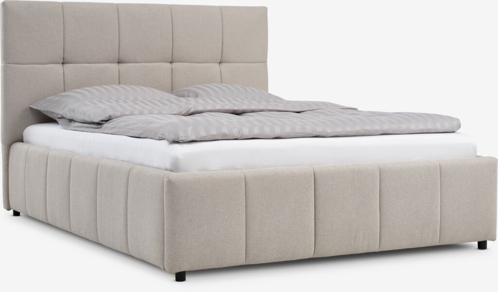 Bettgestell VEMMELEV m/Stauraum 120x200 beige Stoff