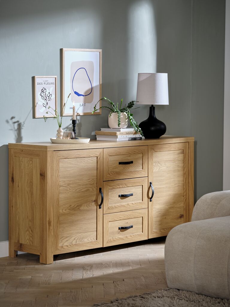 Sideboard JUNGEN 2 Türen 3 Schubladen Eiche warm