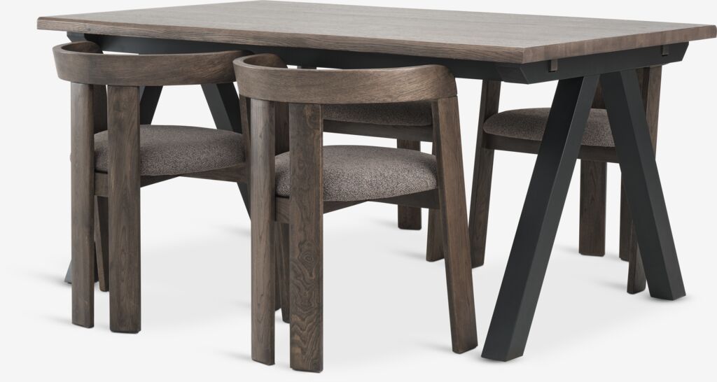 SANDBY L210 Tisch eiche + 4 BOVRUP eiche/braun