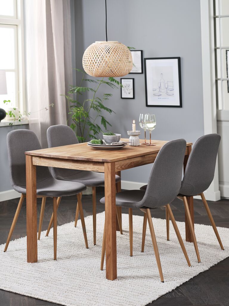 JEGERUP L115 Tisch Eiche natur + 4 JONSTRUP Stühle grau/E