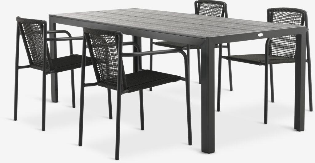 MADERUP L205 Tisch schwarz + 4 KRISTIANSTAD grün Stuhl