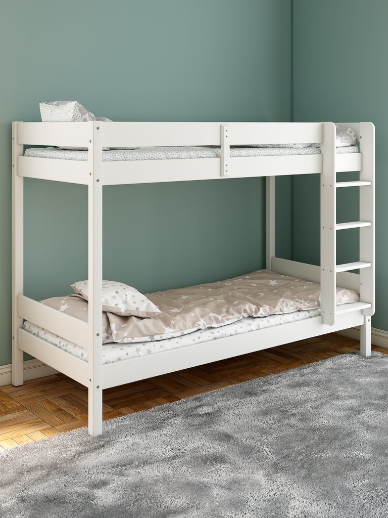 Etagenbett VESTERVIG 2x90x200 inkl. Leiter weiß