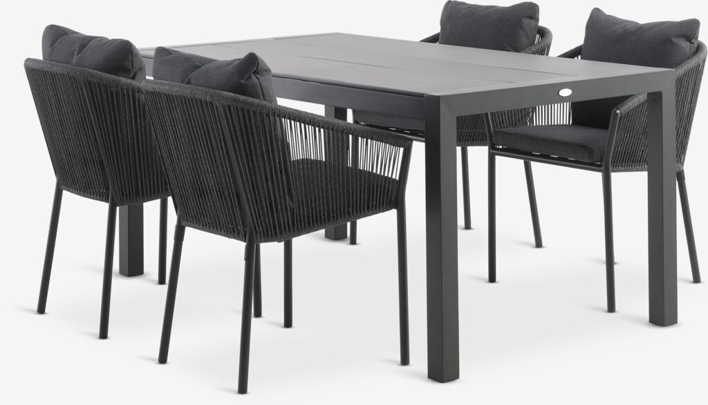 HAGEN L160 Tisch + 4 GILJA Stühle grau