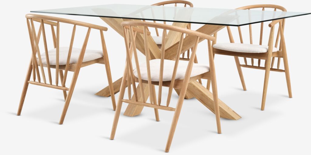 AGERBY L190 Tisch Eiche natur + 4 LYKSBORG Stühle Eiche n