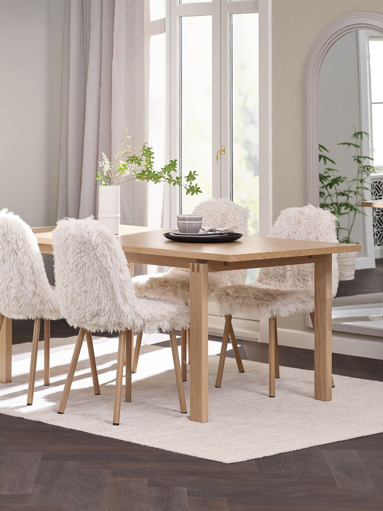 MEJLSKOV L180 Tisch Eiche natur + 4 JONSTRUP Teddy off-white